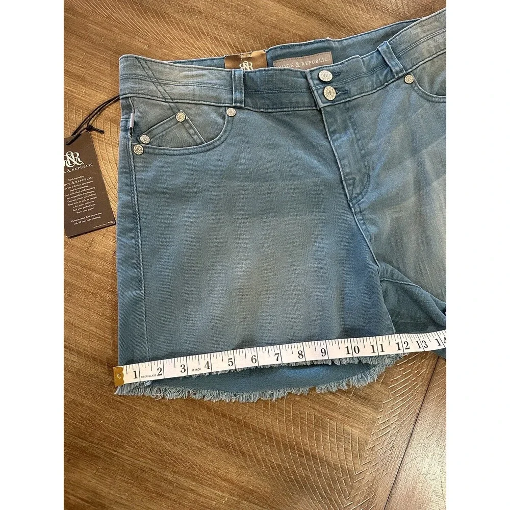 NWT Rock & Republic Bonnaroo Jean Shorts Size 14 Teal Blue Denim 4